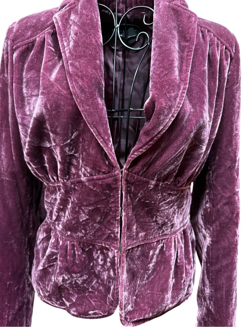 Velvet Blazer Jacket - Plum size 2 - Picture 5 of 10